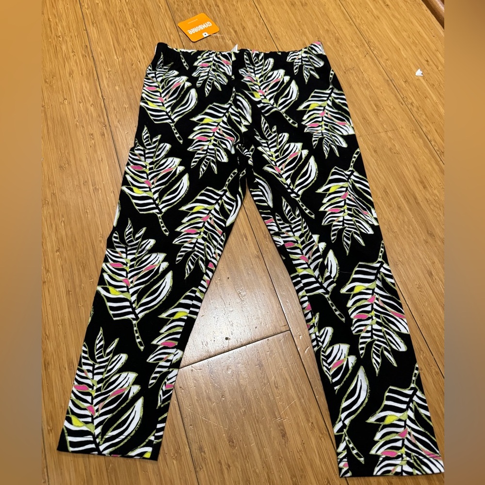Leaf Print Black Pants